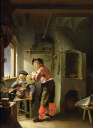 An Alchemist and his Assistant in their Workshop